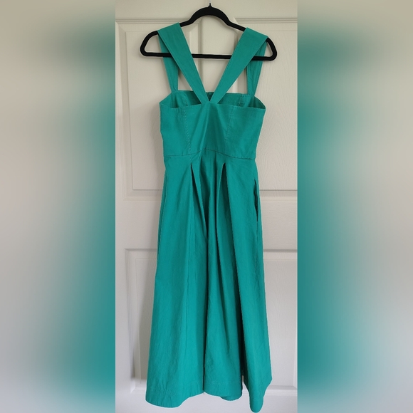 Maeve x Anthropologie Kelly Green Linen Blend Button-Front Midi Sundress Size 8 - Picture 2 of 5